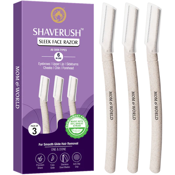 Mom & World ShaveRush Sleek Face Razor, 6 in One, (Pack of 3)