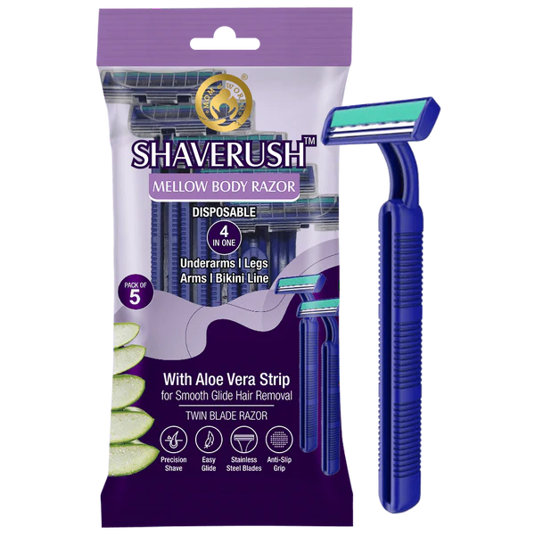 Mom & World ShaveRush Mellow Body Razor, 4 in 1, Stainless Steel, (Pack of 5)