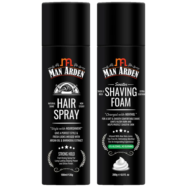 Man Arden Inducing Grooming Kit For Men | Hair Spray(180ml) & Shaving Foam (200g)