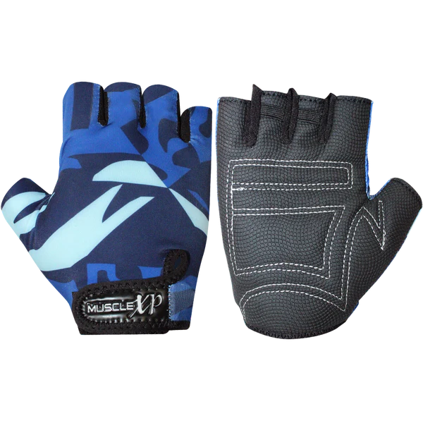 MuscleXP Stout Blue Unisex Fitness Sports Gym Gloves, (Blue & Black), 1 Pair