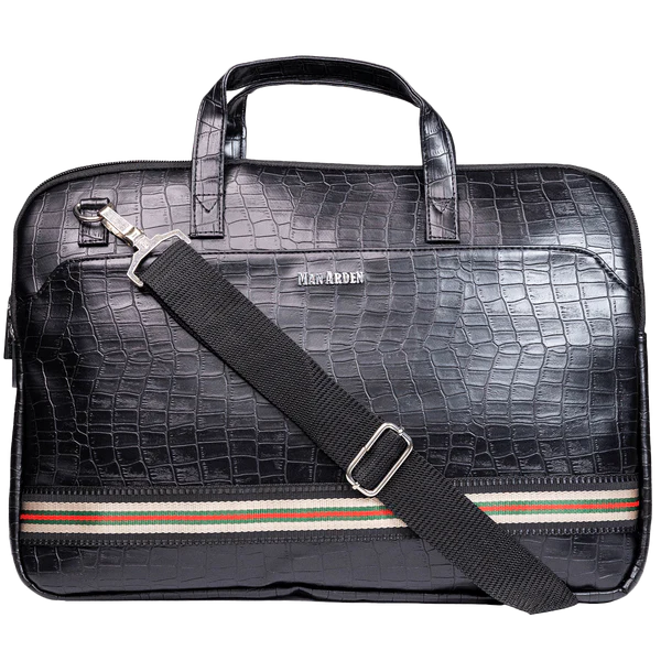 Man Arden "The Bashful Black" PVC Leather Laptop Bage (Black)