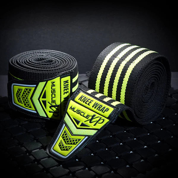 MuscleXP DrFitness+ Knee Wraps (Black & Green), 1 Pair