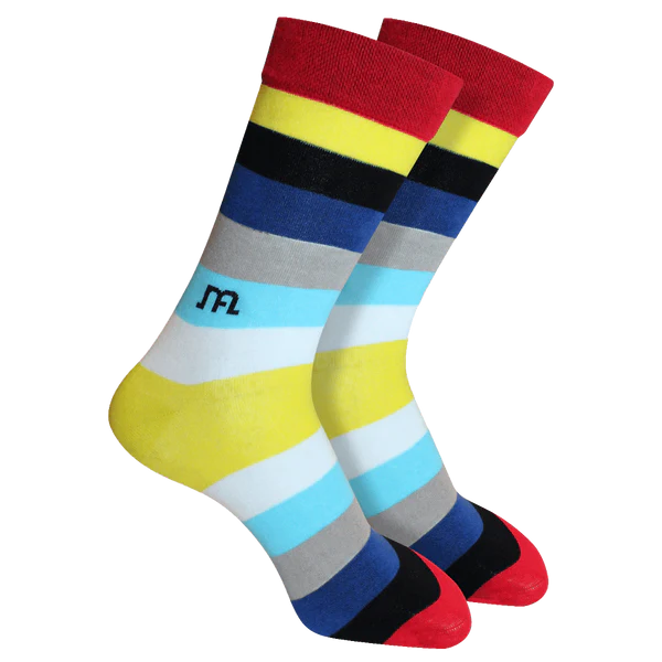 Man Arden Cock-a-Hoop Stripes Designer Socks for Men, Casual, 1 Pair