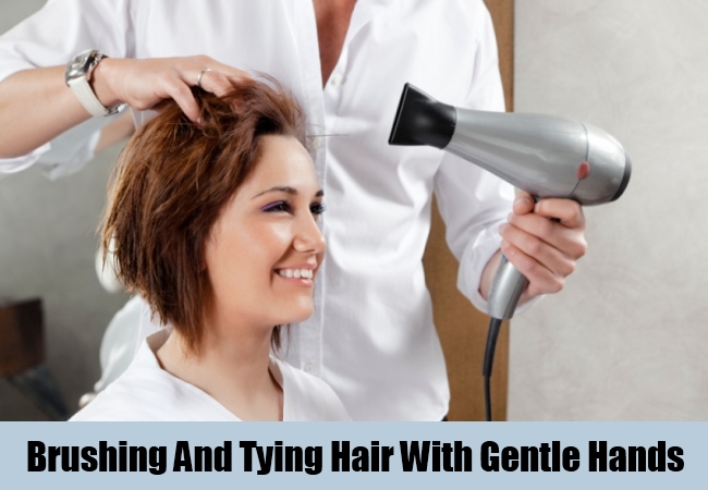 Brushing And Tying Hair With Gentle Hands